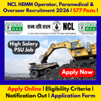 NCL HEMM Operator, Paramedical & Overseer Recruitment 2026